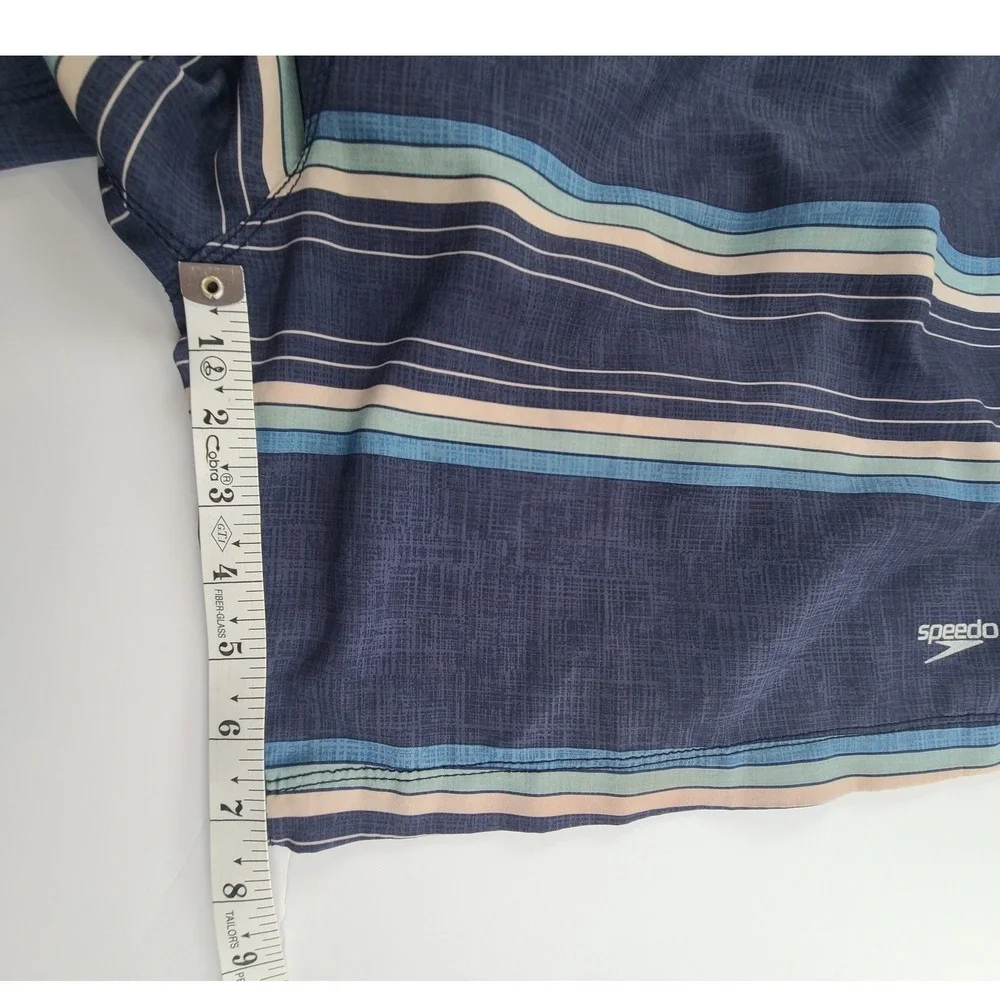 Speedo Swim Trunks Shorts Mens 2X Blue Striped Lined Resortwear Surf Summer